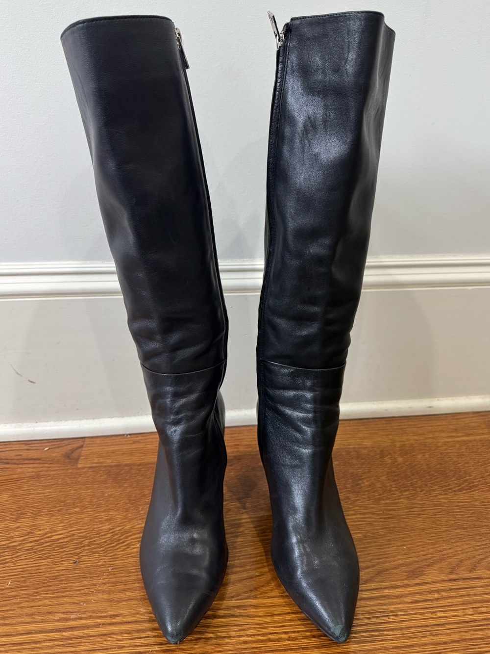 Calvin Klein Black Over-the-Knee Leather Boots